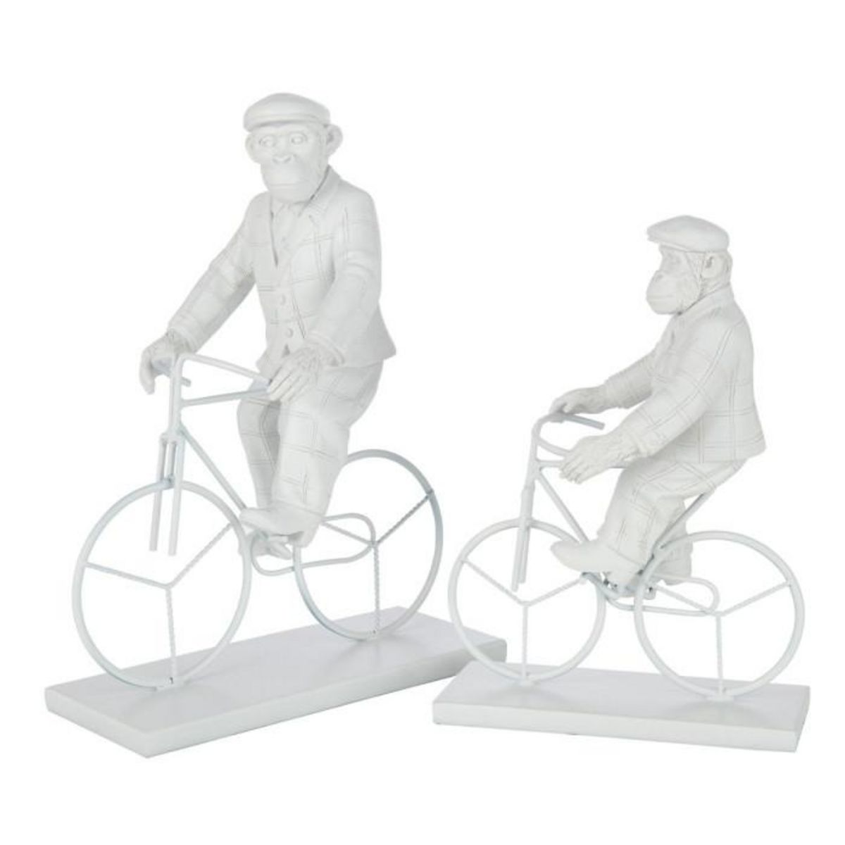 Paris Prix Statuette Déco  Singe Vélo  33cm Blanc