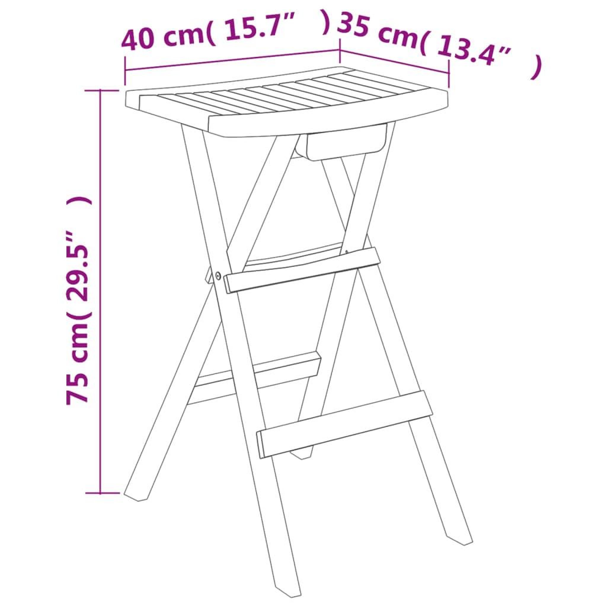 Voir la diapositive 6 : VIDAXL Ensemble de bar pliable 5 pcs Bois de teck massif