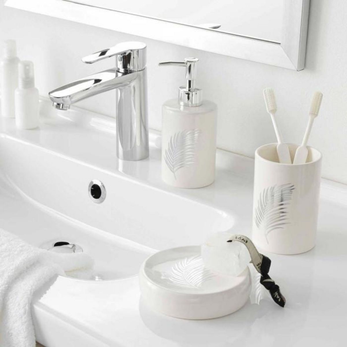 Paris Prix Distributeur de Savon Imprimé  Orbella  17cm Blanc & Argent