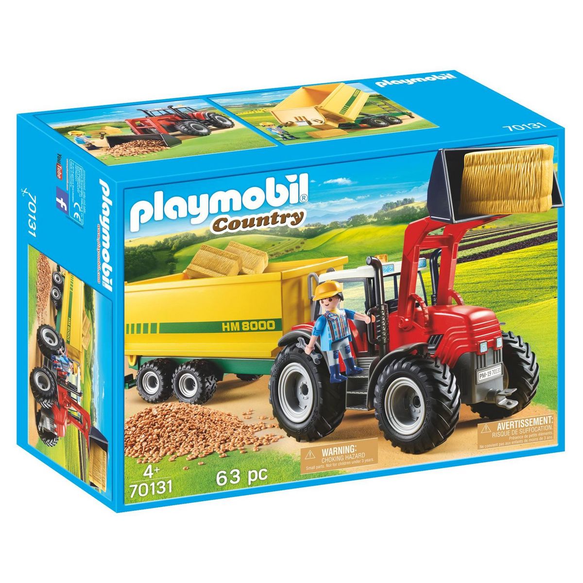 PLAYMOBIL 70131 - Country - Grand tracteur avec remorque