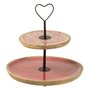 Voir la diapositive 1 : Paris Prix Présentoir 2 Étages Mosaïque Cœur en Bois  Freddy  30cm Rose