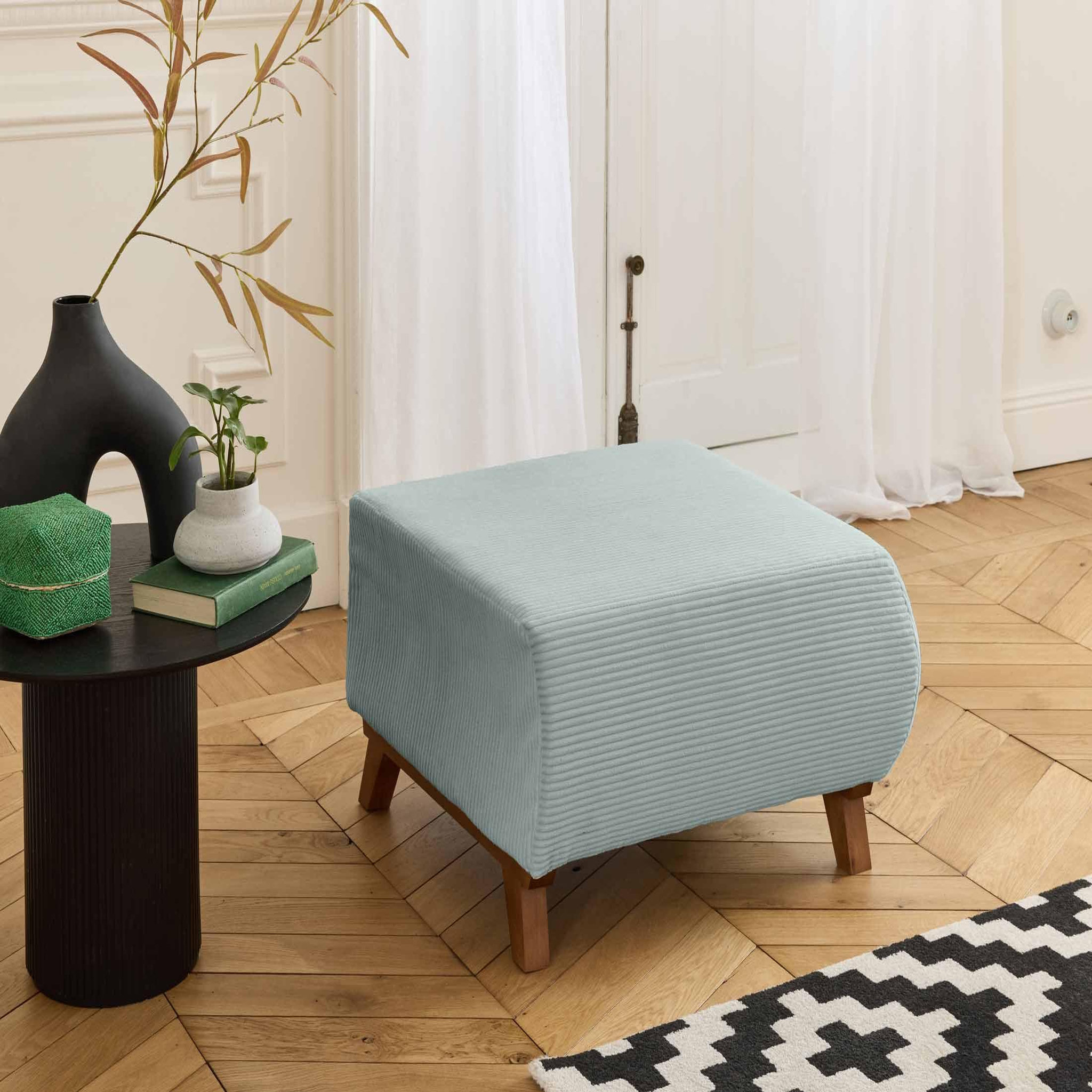 Voir la diapositive 5 : BEST MOBILIER Cristal - pouf modulable - 65 cm - en velours côtelé