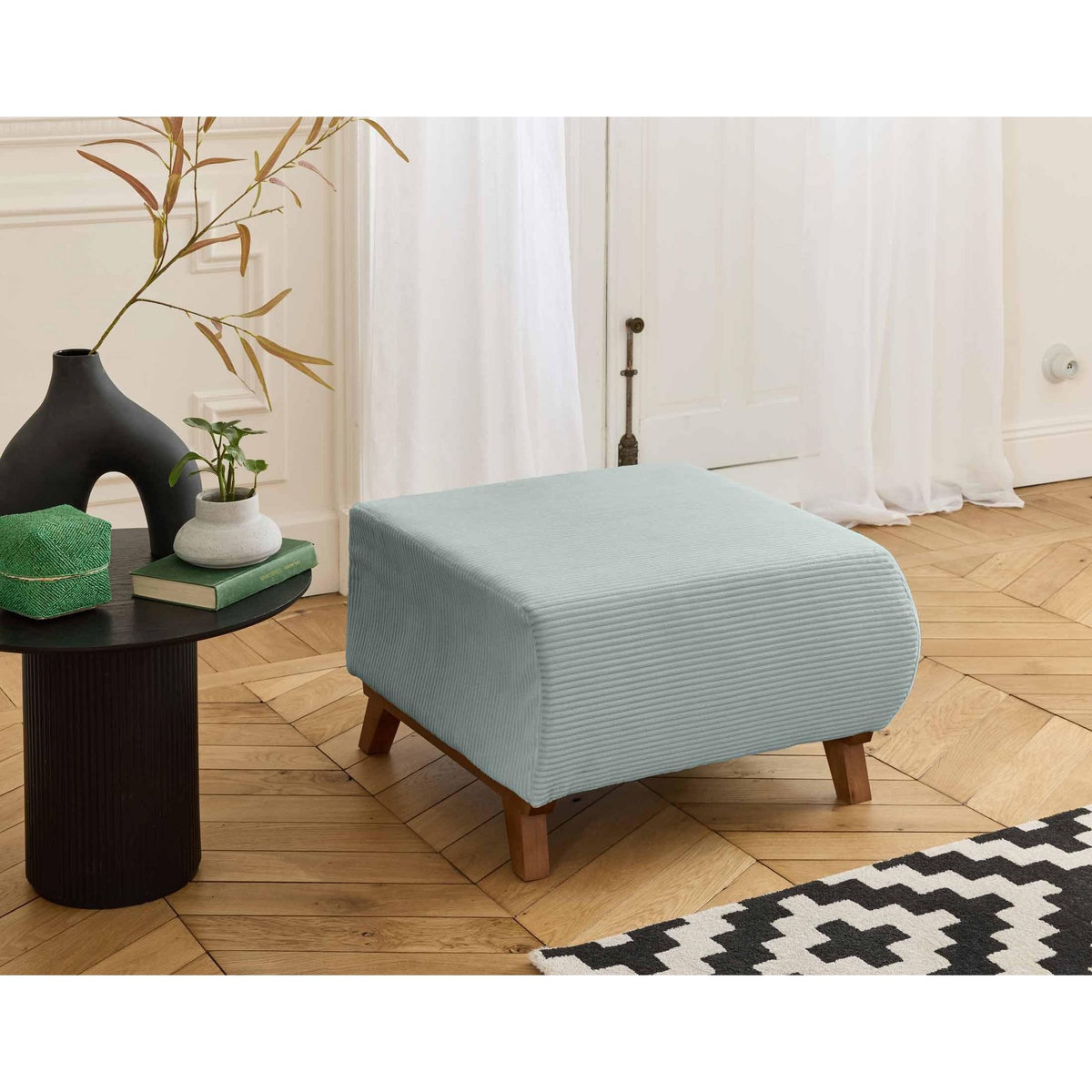 BEST MOBILIER Cristal - pouf modulable - 65 cm - en velours côtelé