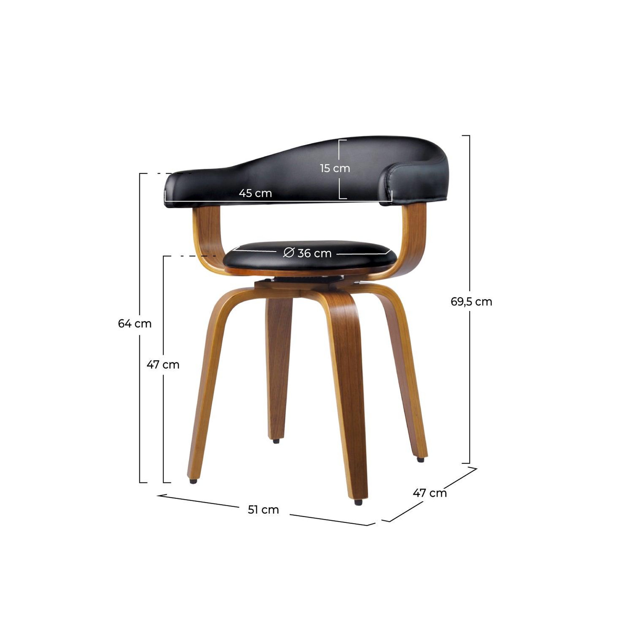 Voir la diapositive 4 : MAISON PAVANE Chaise avec accoudoirs en cuir synthétique noir-harold