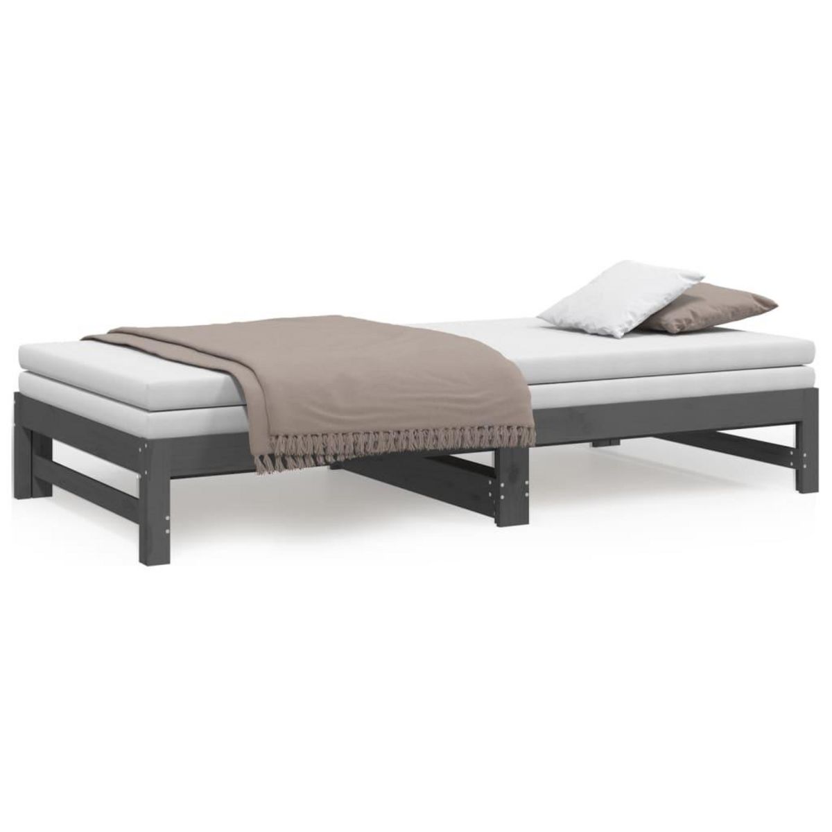VIDAXL Lit coulissant sans matelas gris 2x(90x200) cm