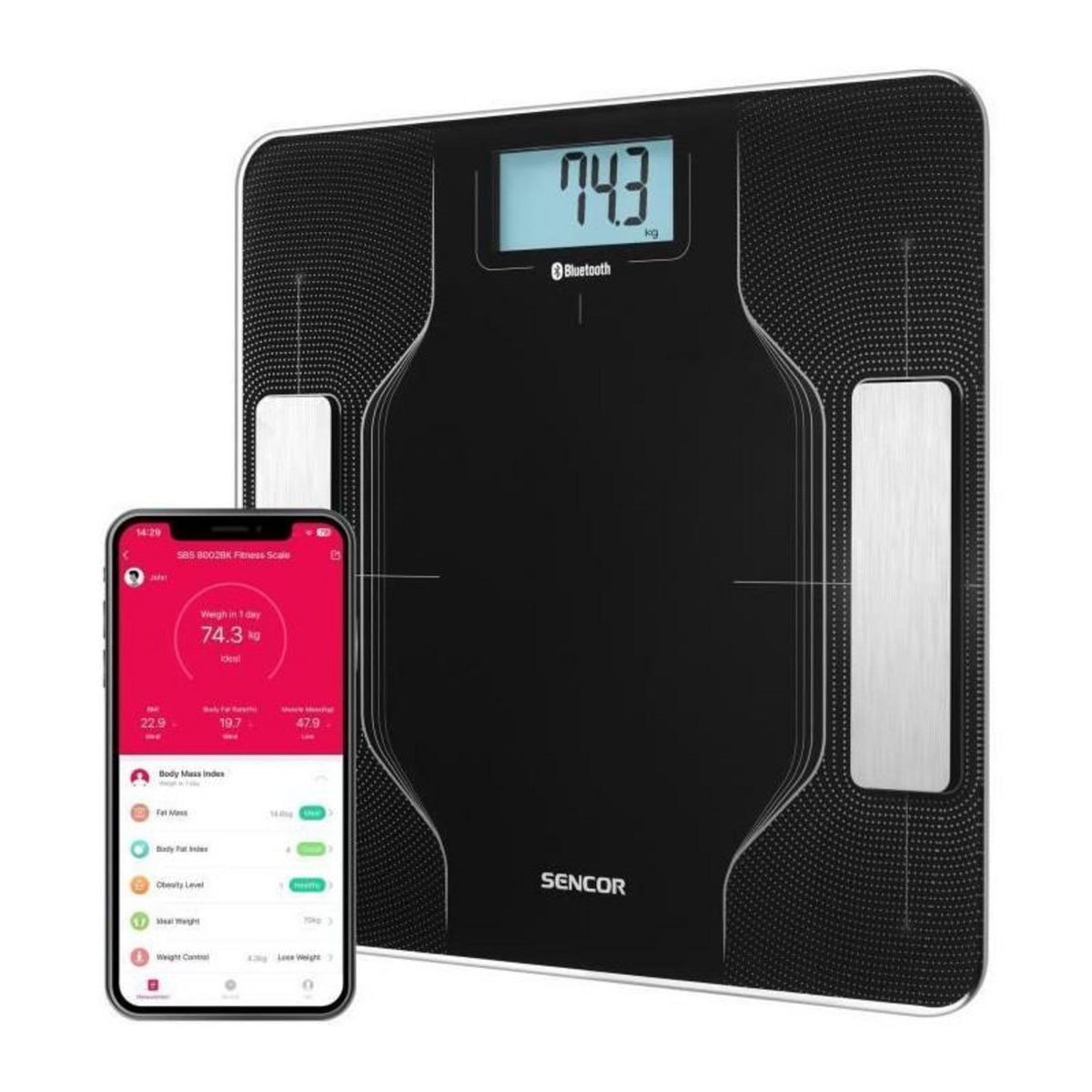 SENCO Pese-personne connecté - SENCOR - SBS 8002BK - Noir