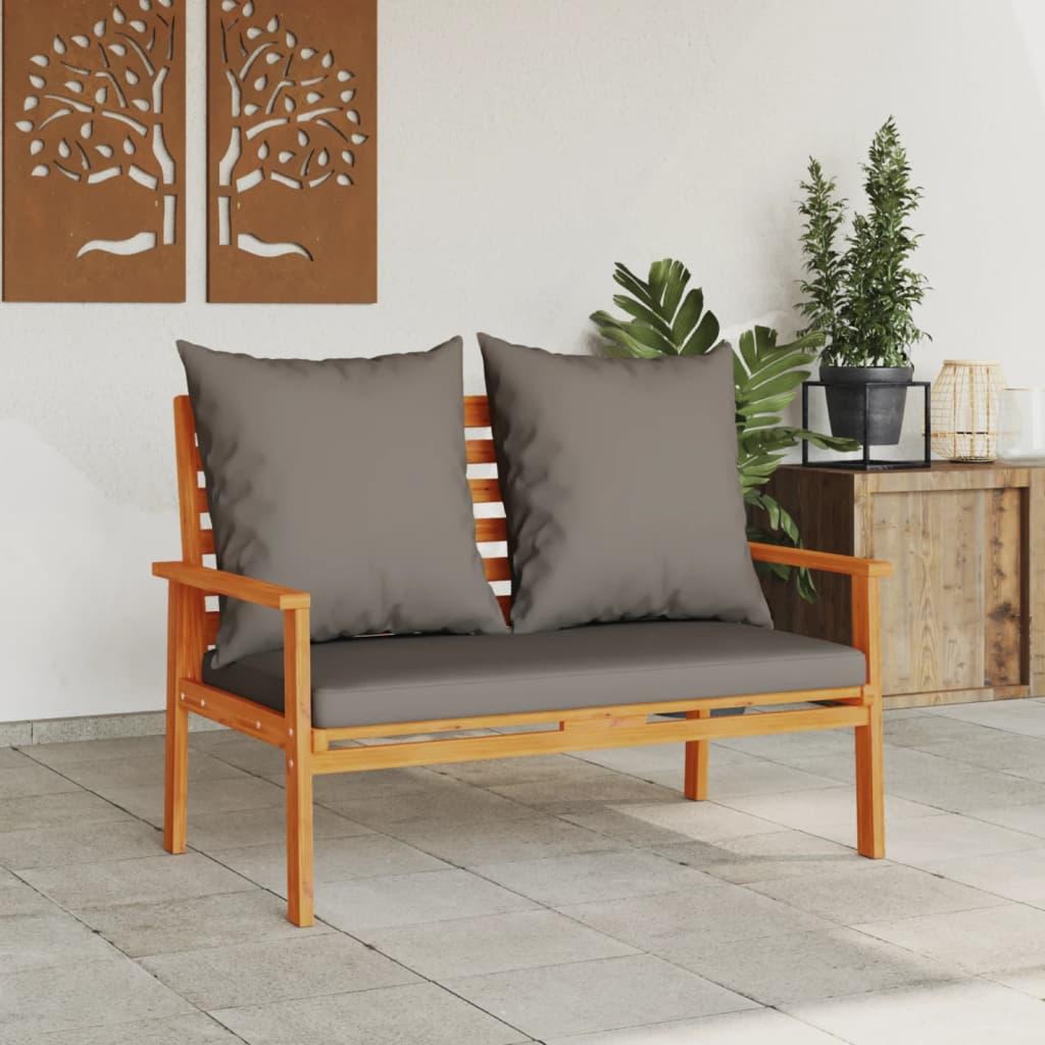 Voir la diapositive 3 : VIDAXL Canape de jardin 120 cm avec coussin bois d'acacia massif