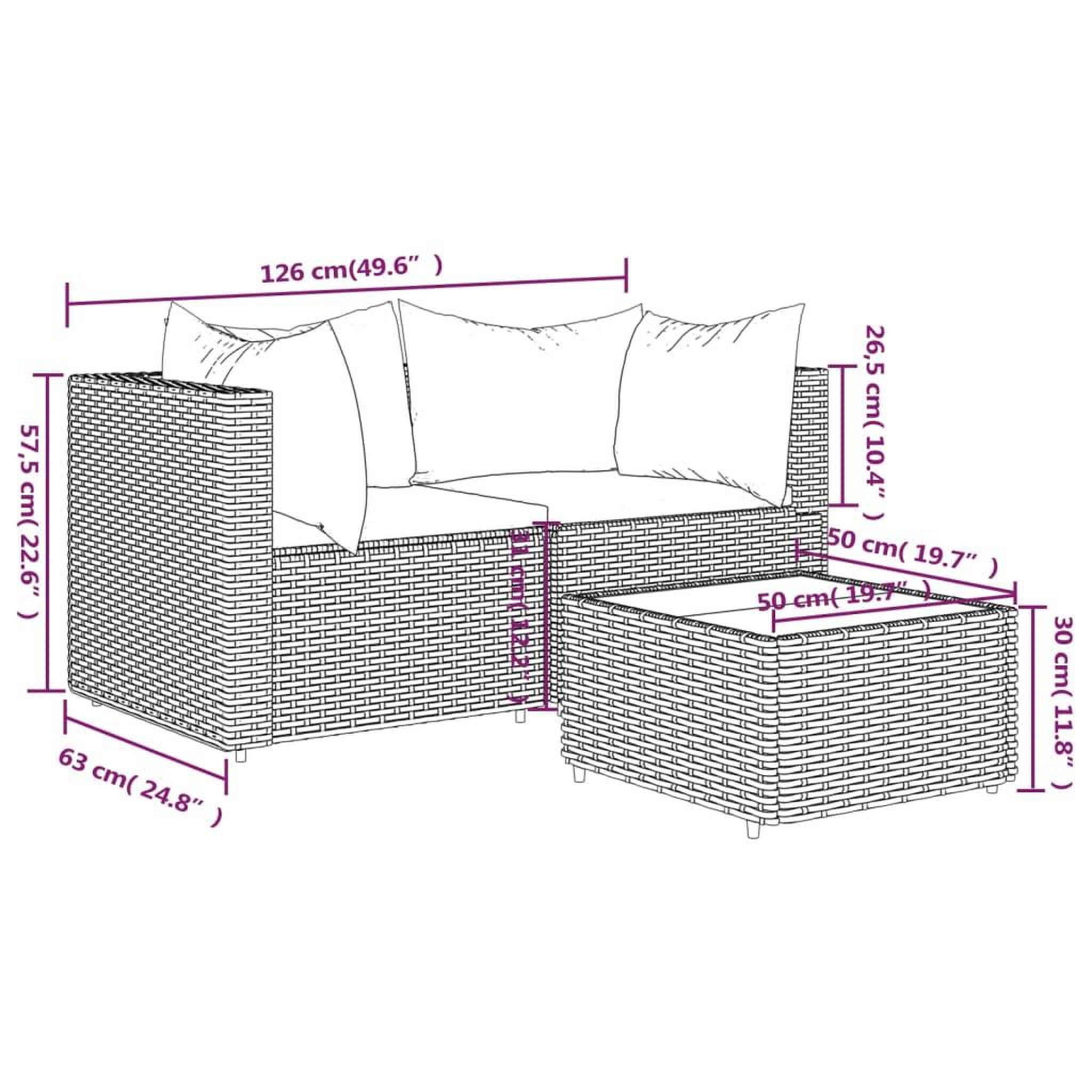 Voir la diapositive 6 : VIDAXL Salon de jardin 3 pcs avec coussins Noir Resine tressee