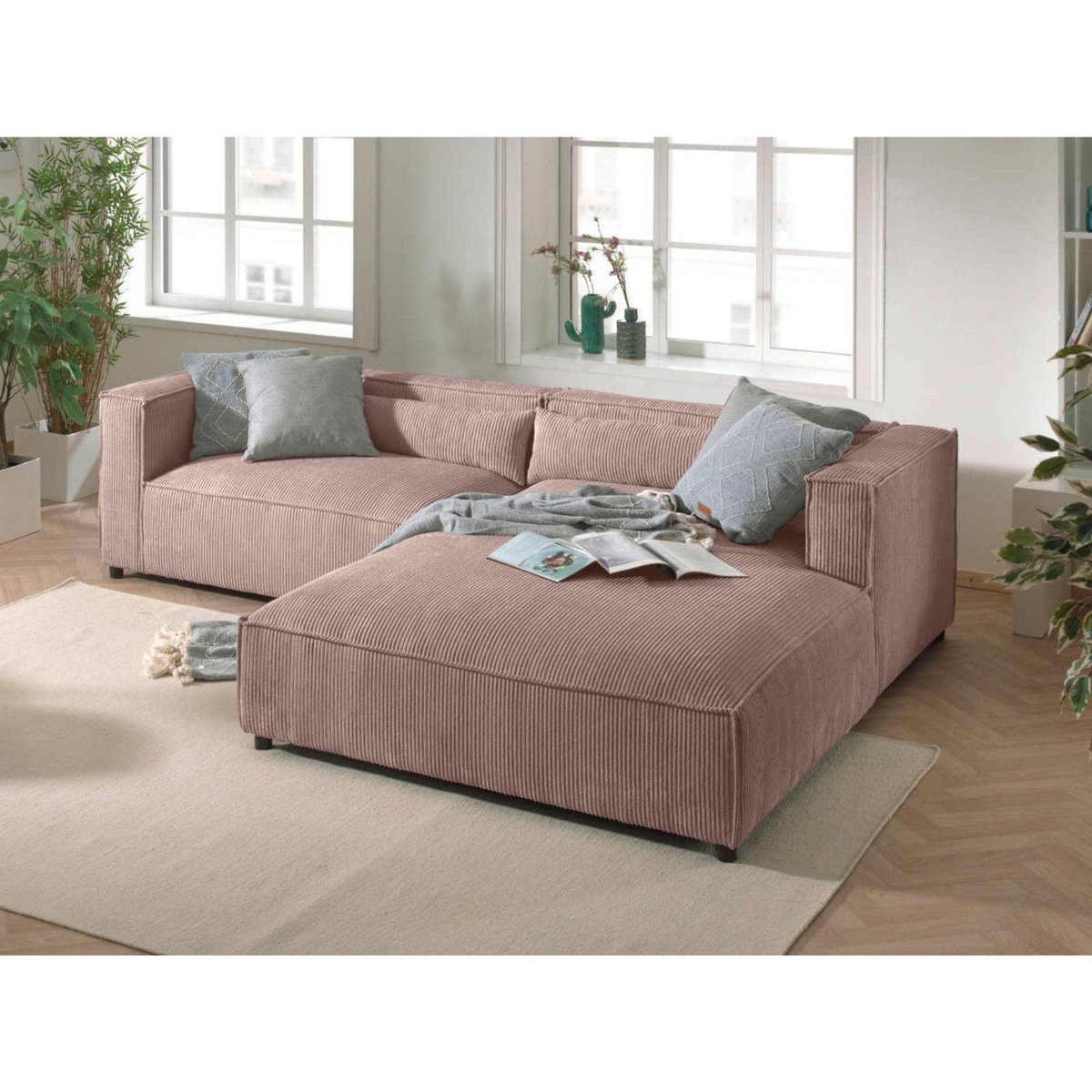 LISA DESIGN Ela - canapé d'angle droit 4 places - en velours côtelé - style contemporain