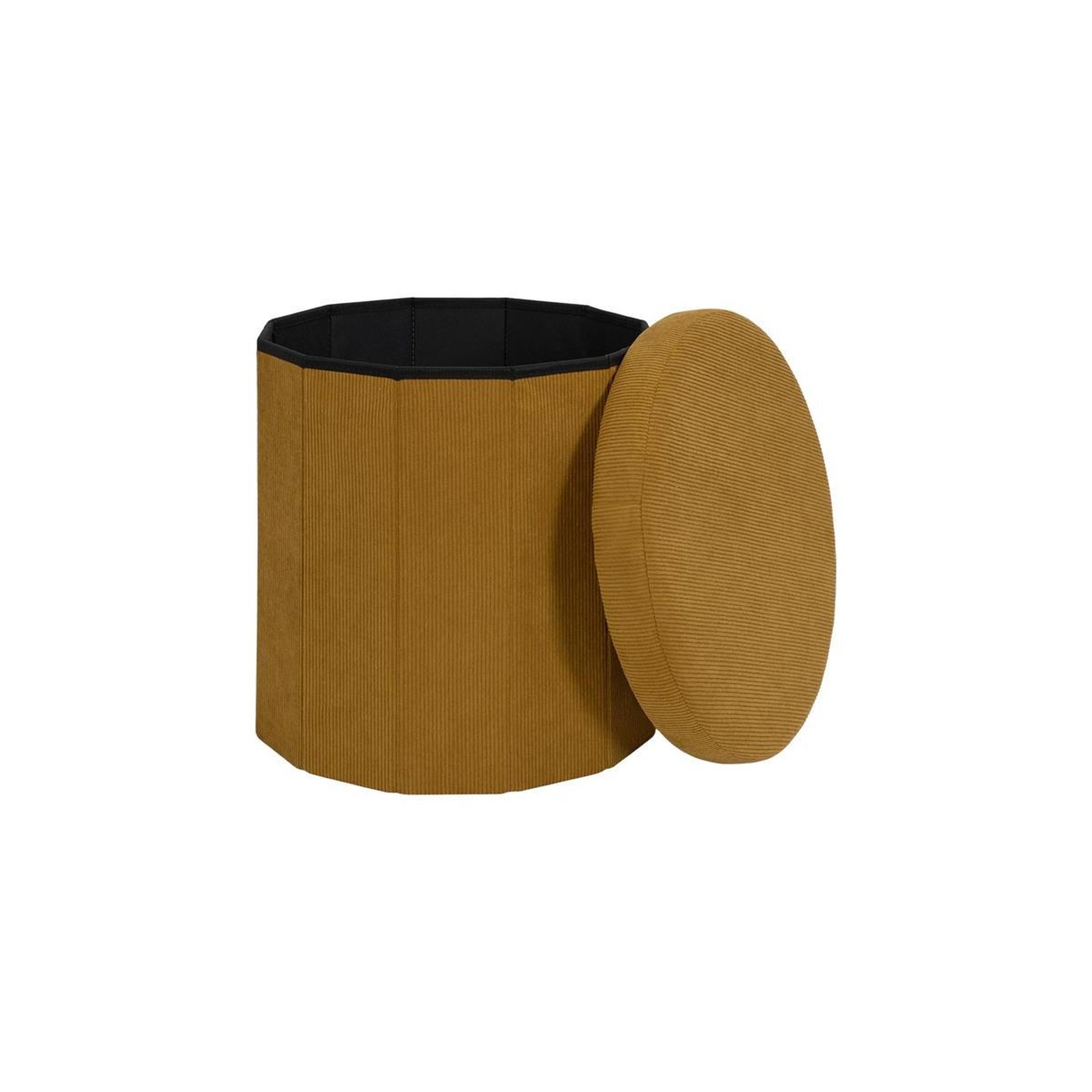 Voir la diapositive 2 : The Home Deco Factory Pouf coffre pliable côtelé  jules  38cm jaune