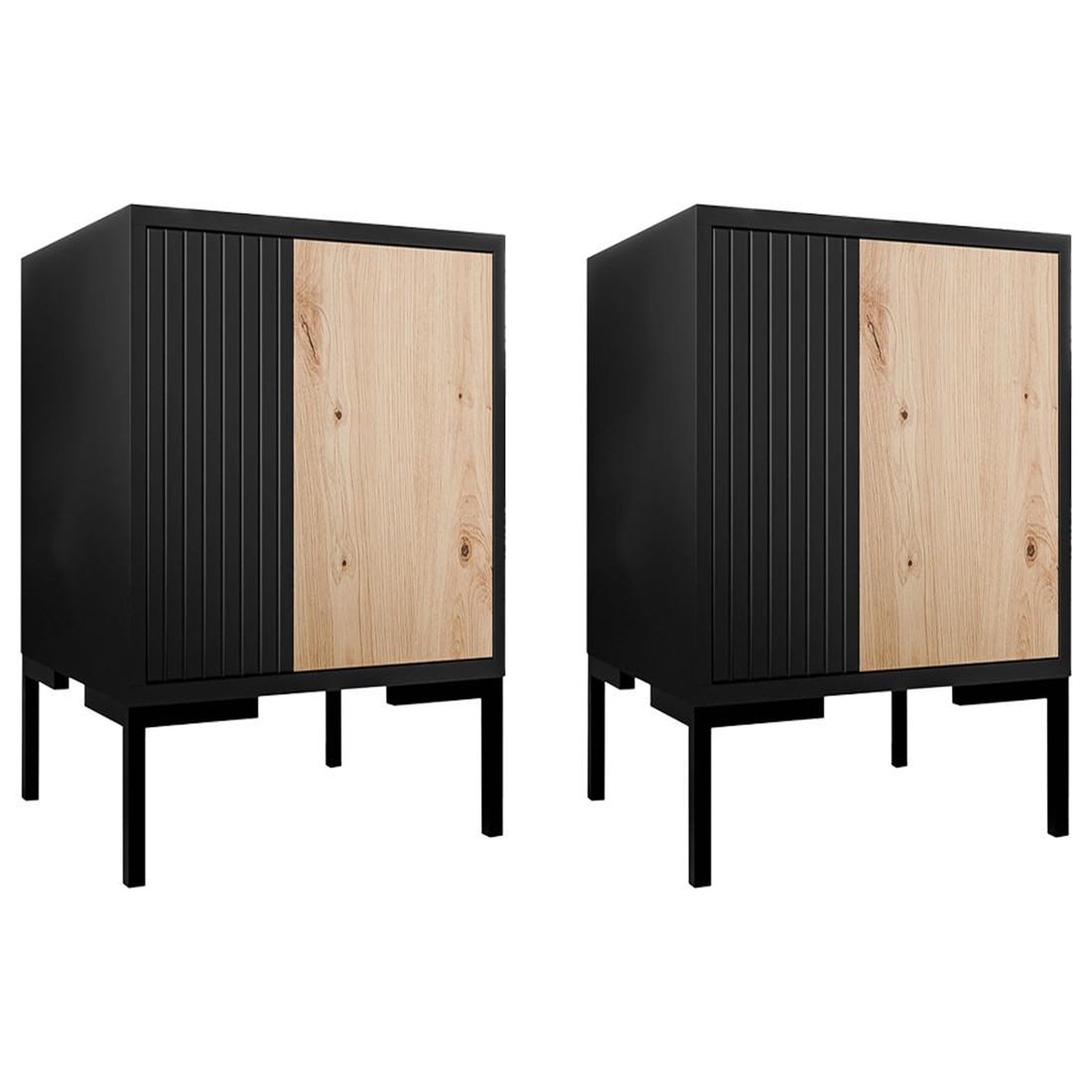 Voir la diapositive 1 : BEST MOBILIER Cambridge - lot de 2 tables de chevet - effet bois et noir - 44 cm