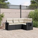 VIDAXL Salon de jardin 4 pcs avec coussins noir resine tressee