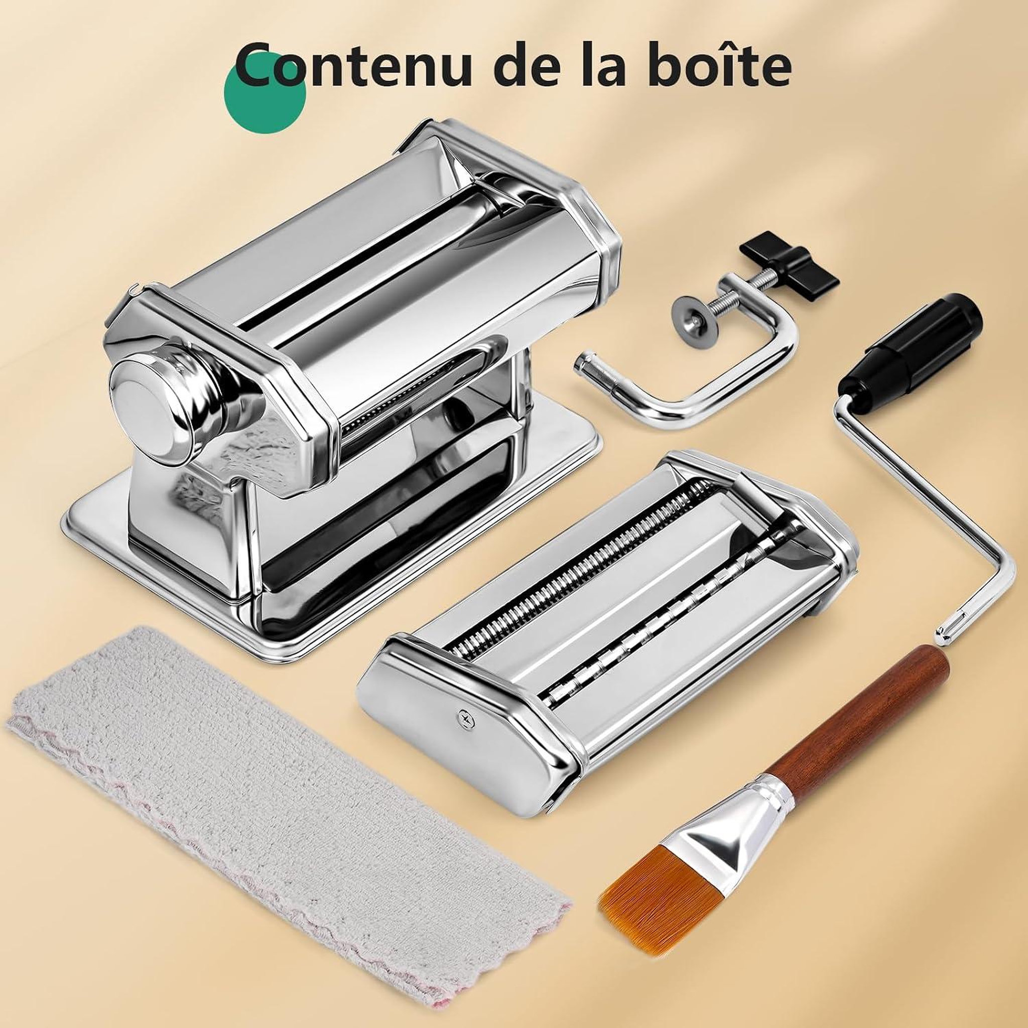 Voir la diapositive 5 : YASHE Machine à pâtes manuelle, 7 épaisseurs, 2 largeurs