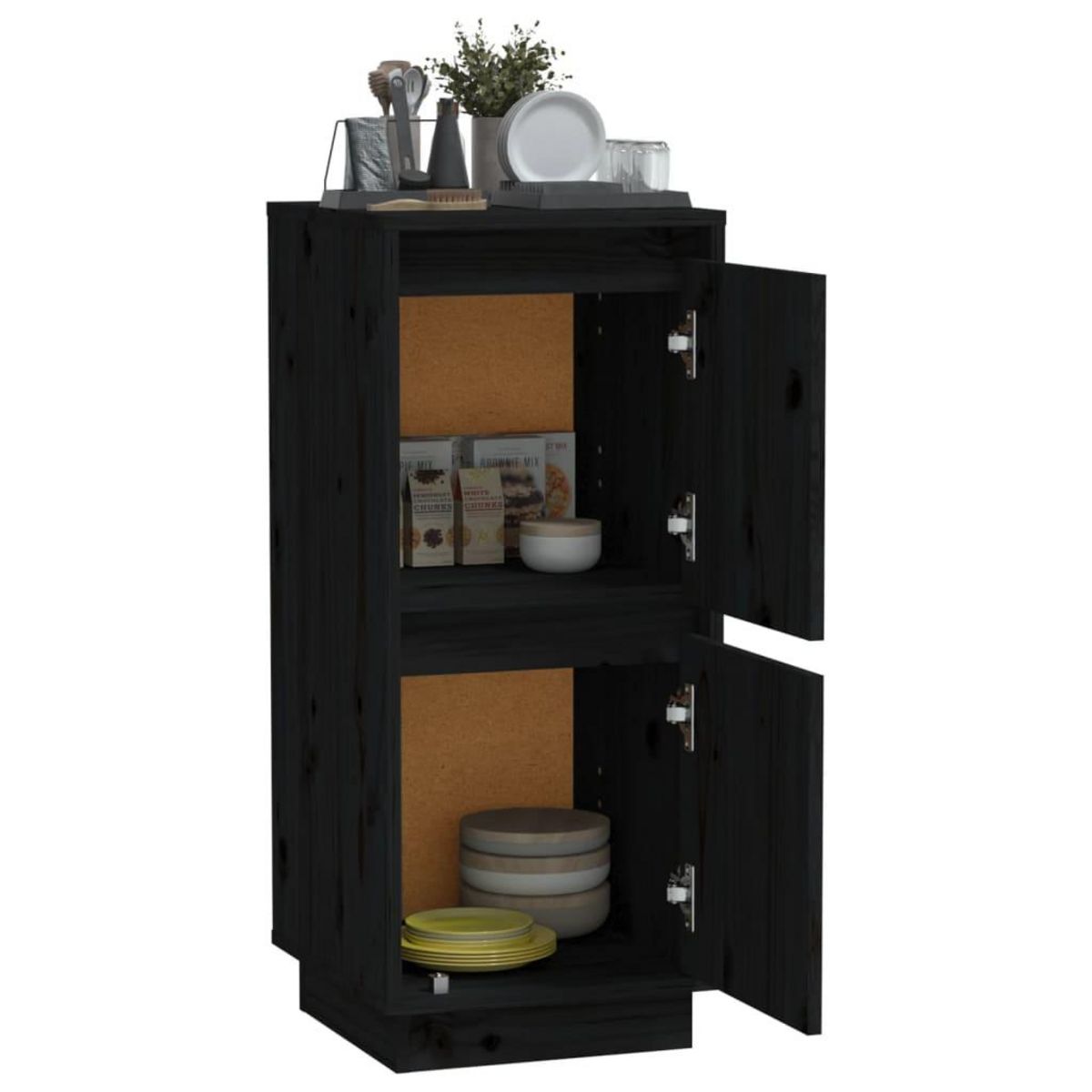 VIDAXL Buffet Noir 31,5x34x75 cm Bois massif de pin