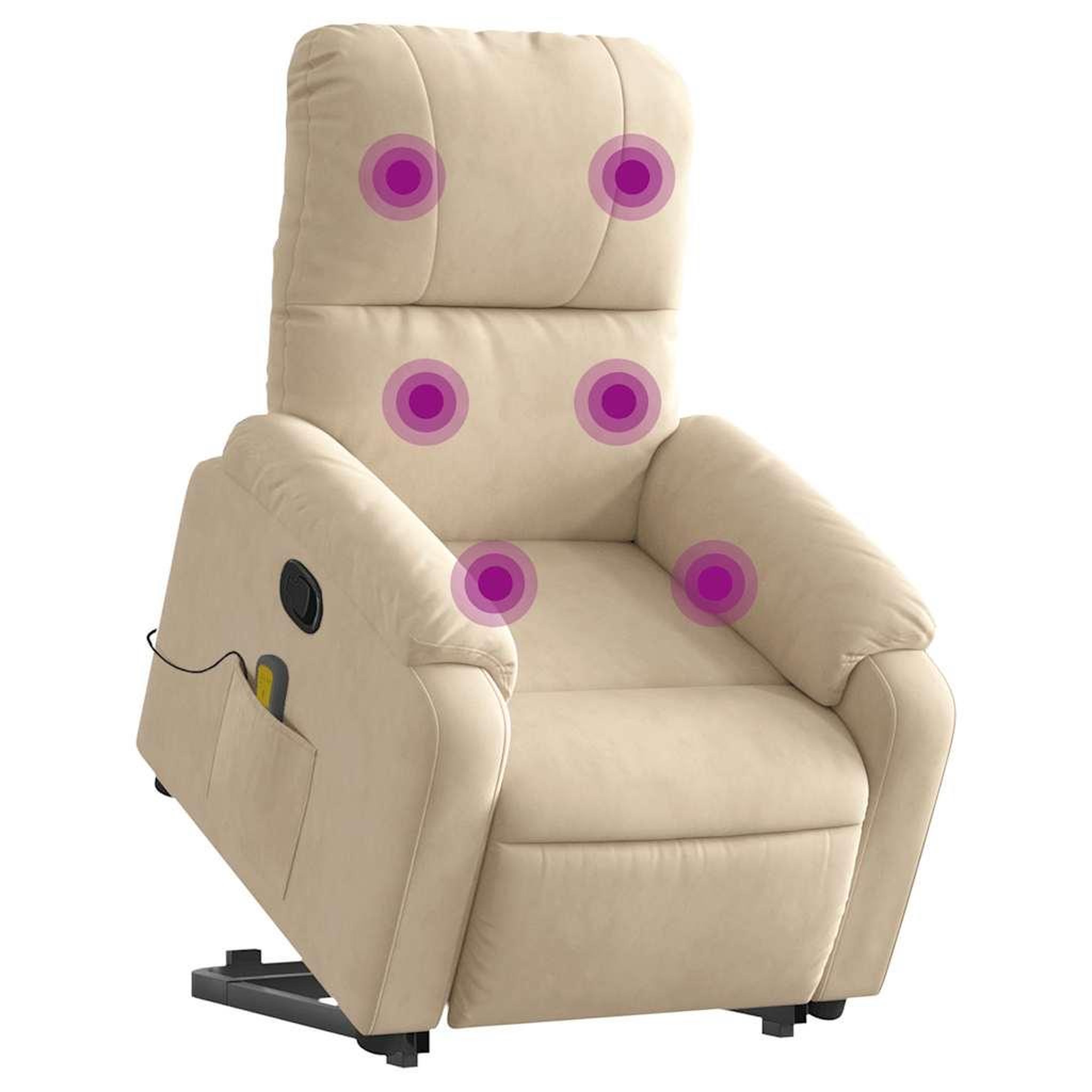Voir la diapositive 3 : VIDAXL Fauteuil inclinable de massage creme tissu microfibre