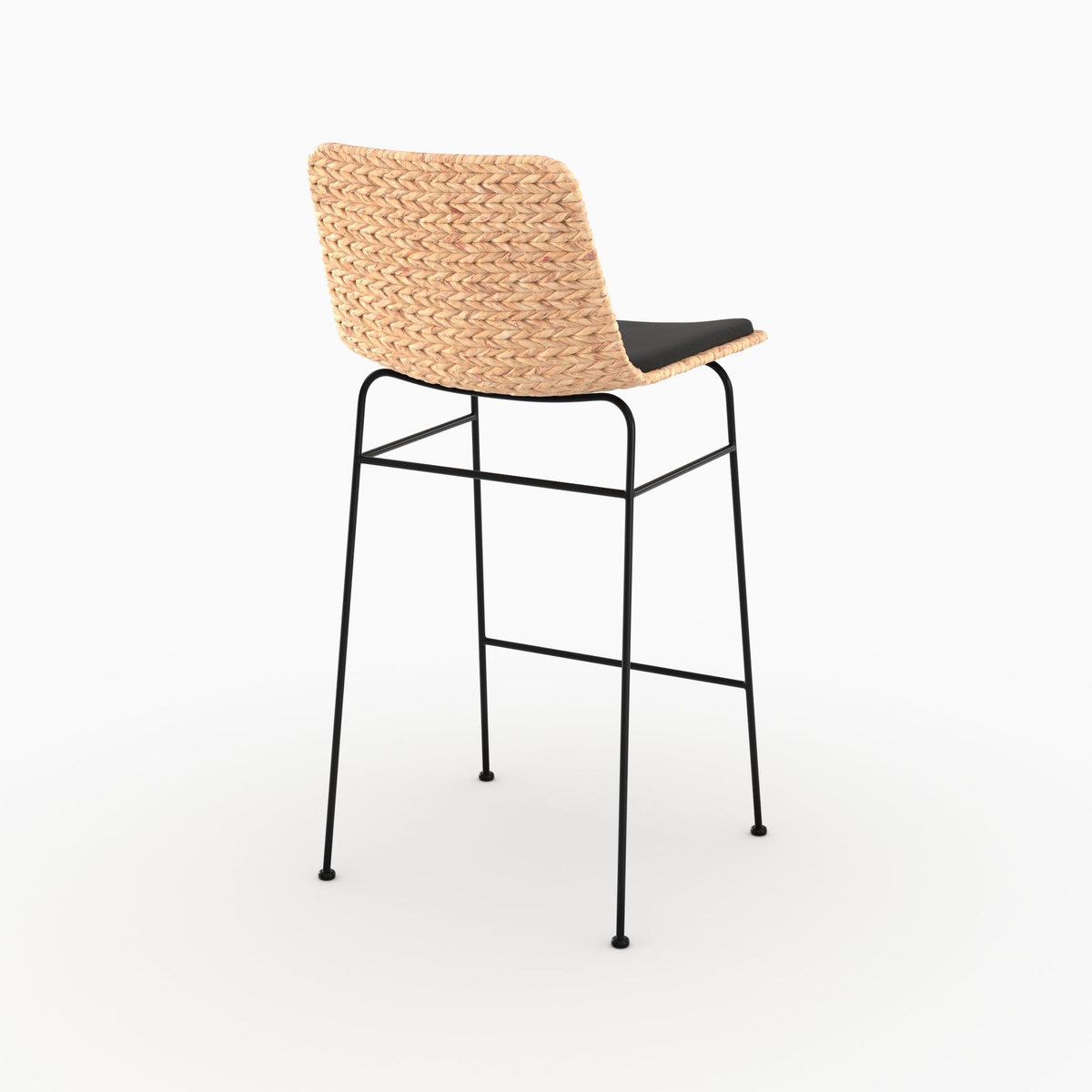 Rendez vous déco Lot de 2 chaises pour îlot central 66 cm en matière naturelle et noir-Faro