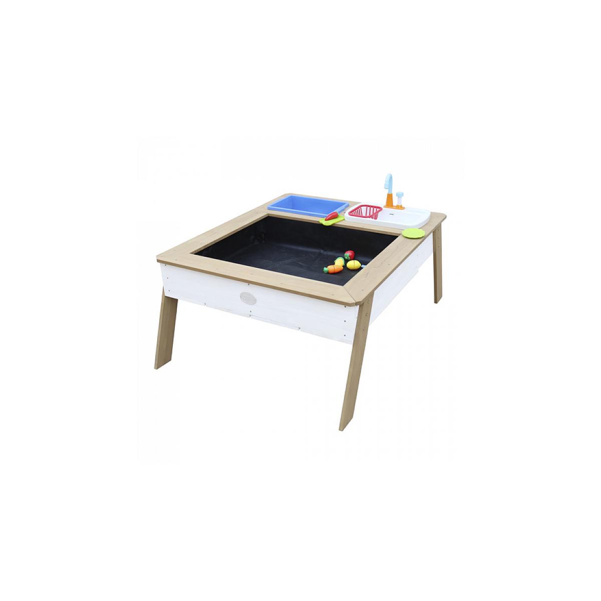 Voir la diapositive 4 : Axi House AXI Linda Table sable et eau avec Cuisine et evier Marron Blanc Parasol Bleu Blanc