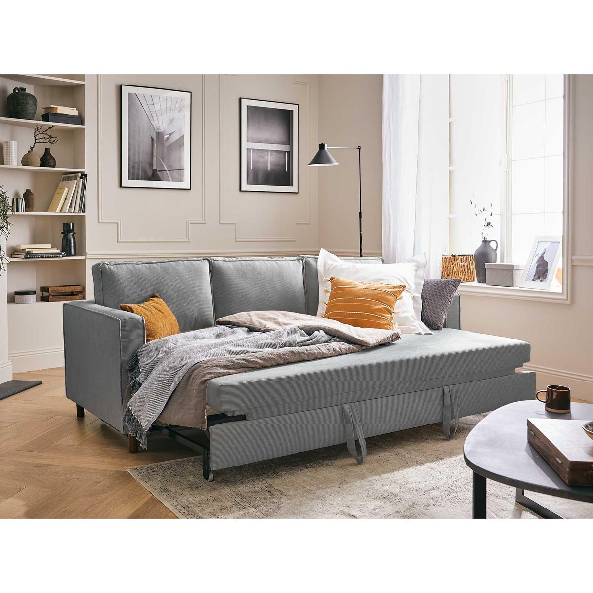 LISA DESIGN Jake - canapé 3 places - convertible - en velours côtelé