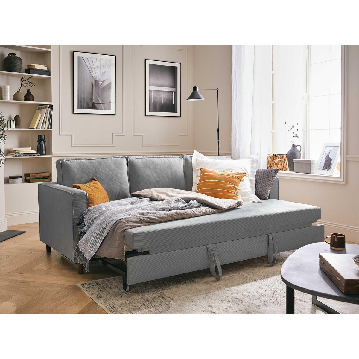 LISA DESIGN Jake - canapé 3 places - convertible - en velours côtelé