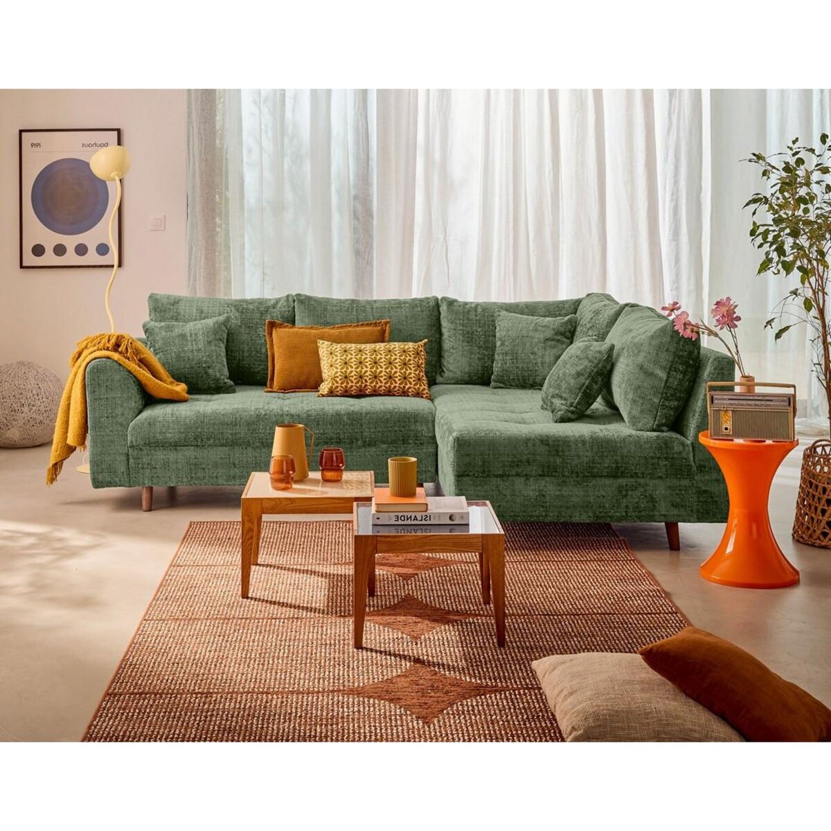 LISA DESIGN Rune - canapé d'angle droit 4 places en velours texturé