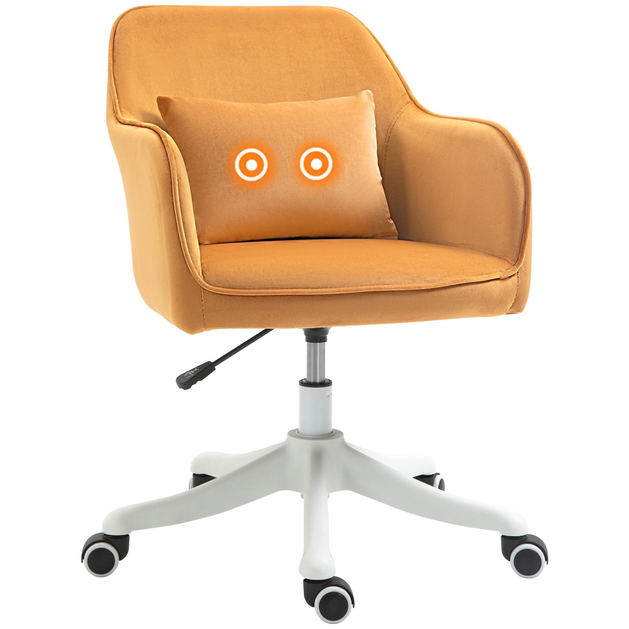 Voir la diapositive 1 : HOMCOM Chaise de bureau velours fauteuil bureau massant coussin lombaire intégré hauteur réglable pivotante 360° jaune