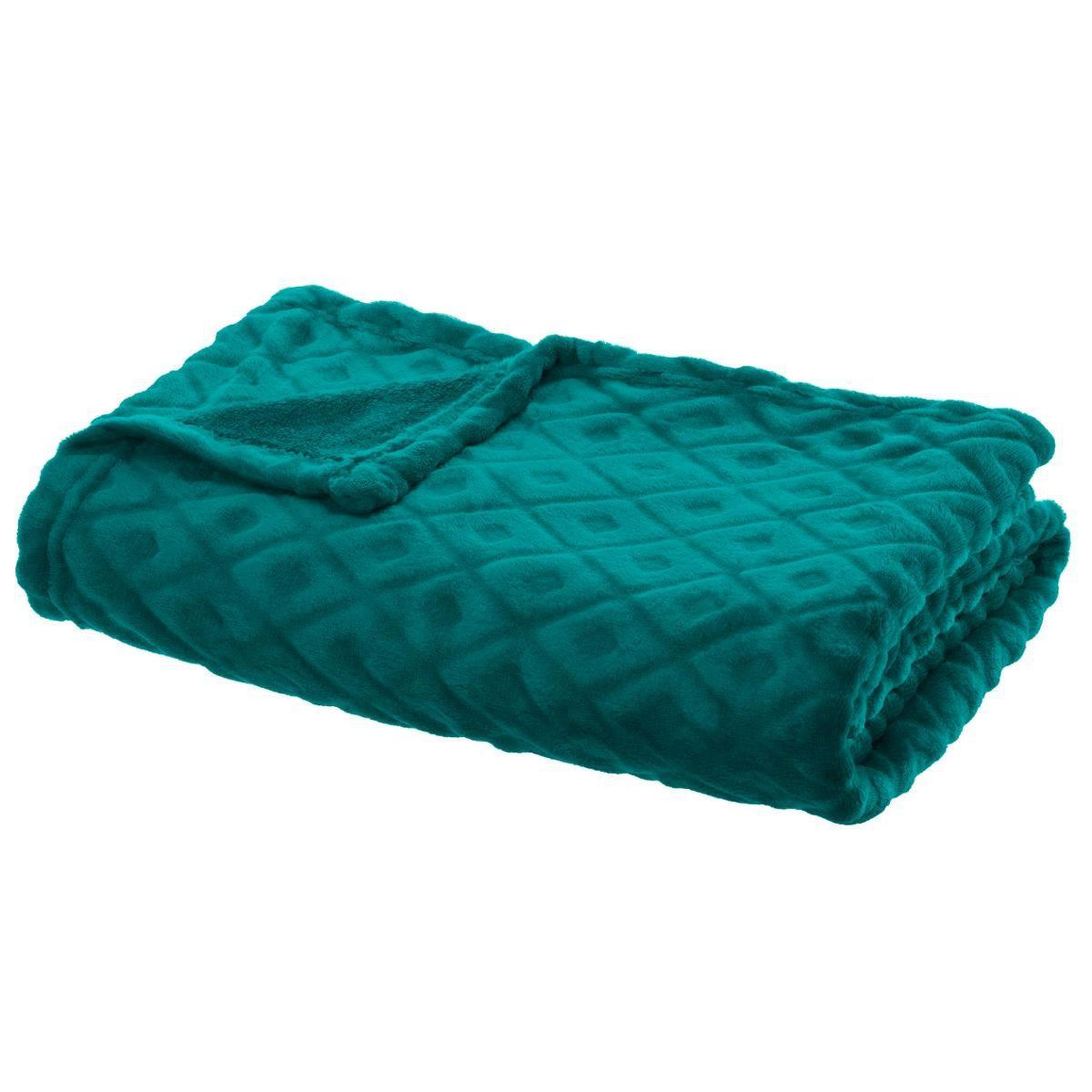 ATMOSPHERA Plaid imprimé  losange 3d  180x230cm bleu canard