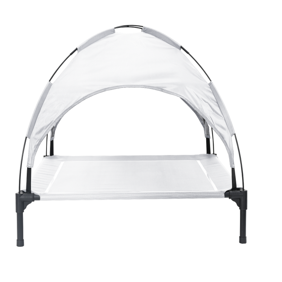 VIDAXL Lit surélevé pour chien avec toit amovible gris argenté XL en acier