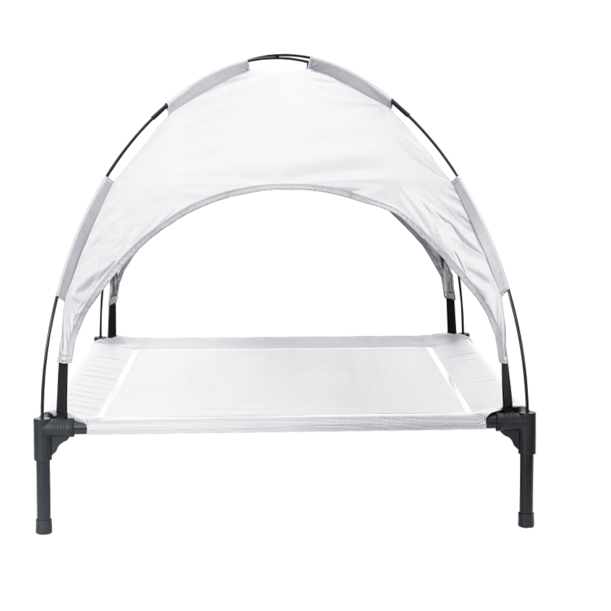 VIDAXL Lit surélevé pour chien avec toit amovible gris argenté XL en acier