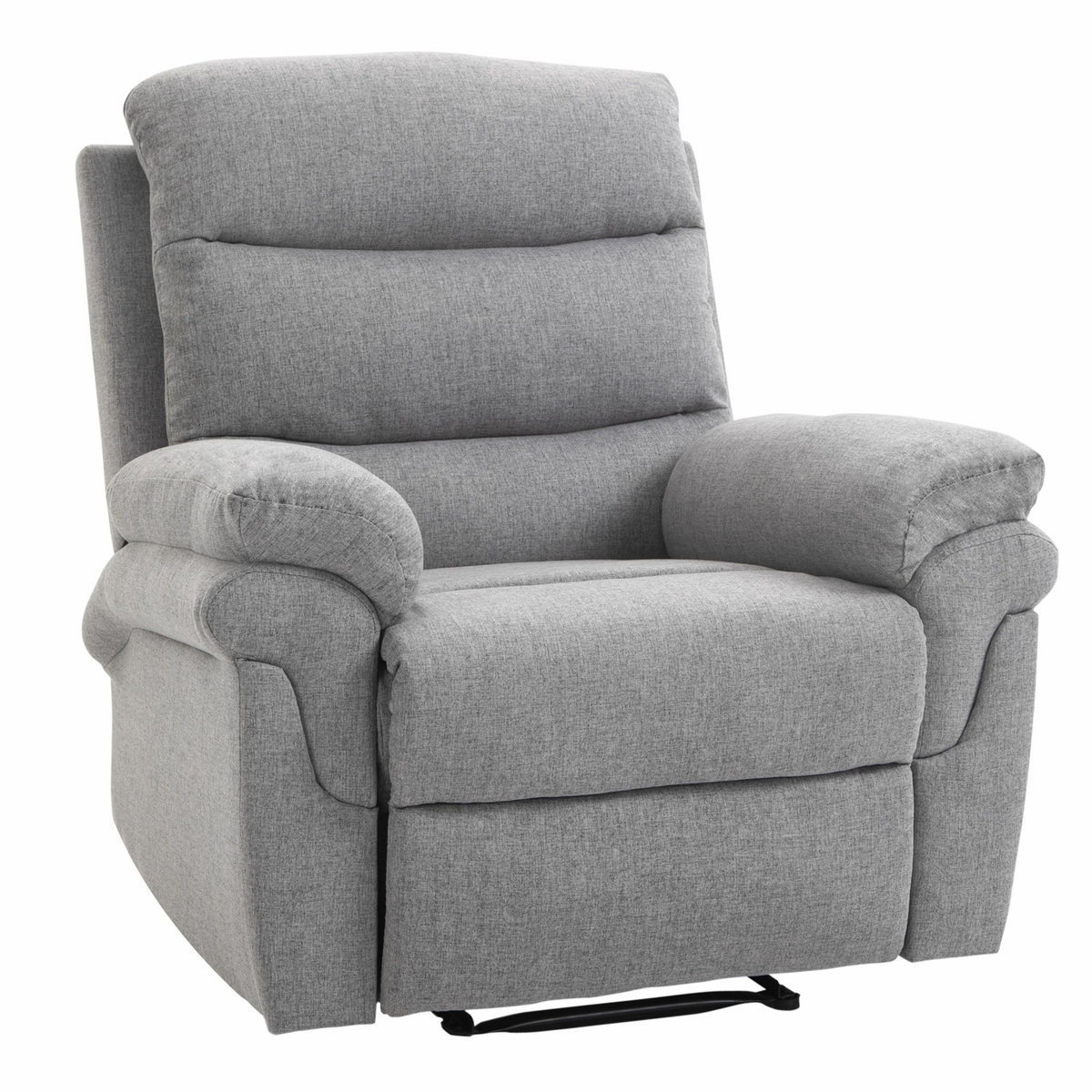 HOMCOM Fauteuil de relaxation inclinable manuel avec repose-pied ajustable tissu polyester aspect lin gris clair chiné