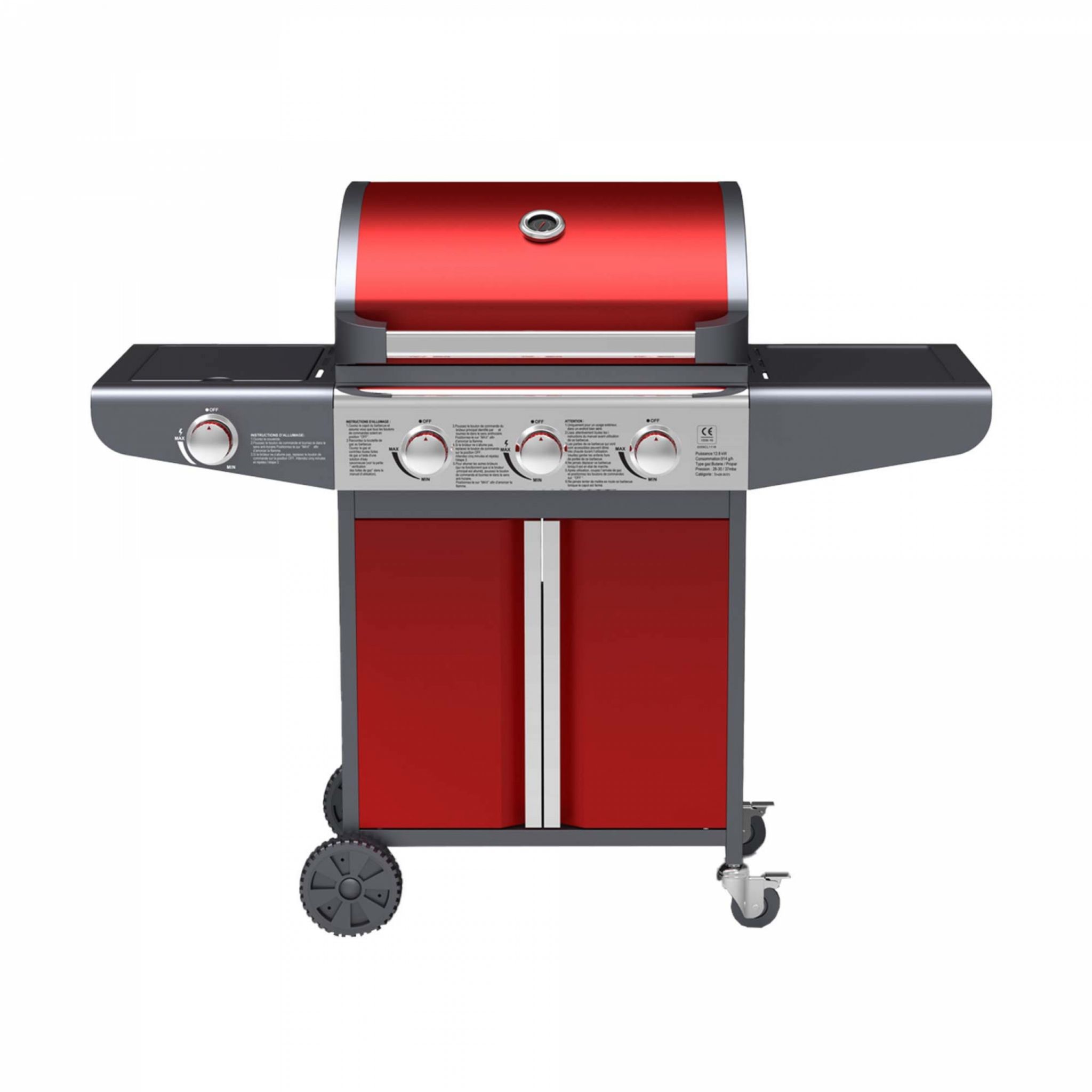 CONCEPT USINE Barbecue à gaz 3 brûleurs + 1 latéral OKLAHOMA