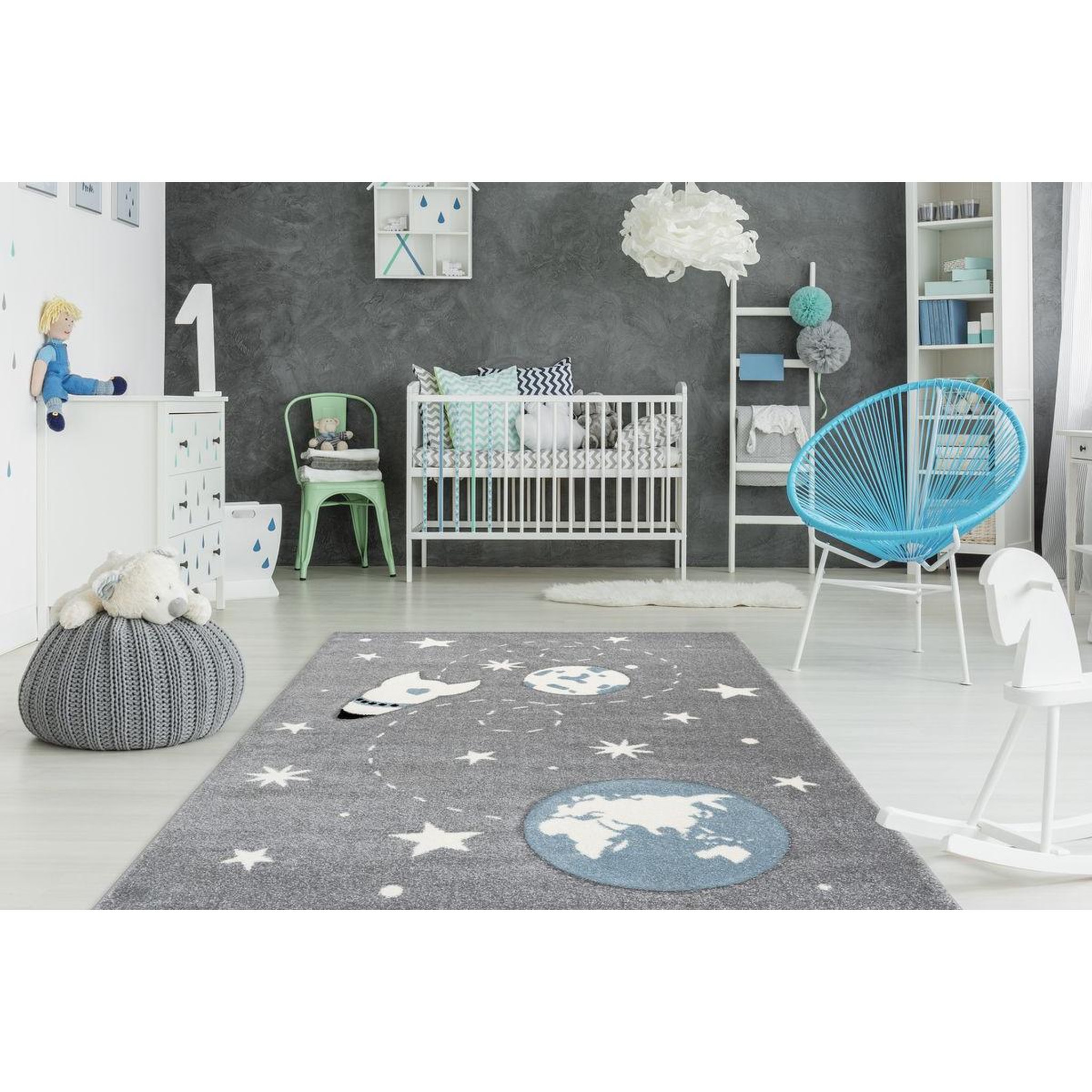 Voir la diapositive 2 : Paris Prix Tapis de Chambre Enfant Espace  Yowah  Argent