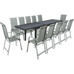 Habitat et Jardin Table extensible et chaises de jardin en aluminium  Lagos  - 200/320 x 105 x 76 cm - 12 chaises - Gris clair