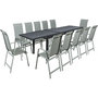 Voir la diapositive 1 : Habitat et Jardin Table extensible et chaises de jardin en aluminium  Lagos  - 200/320 x 105 x 76 cm - 12 chaises - Gris clair
