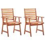 Voir la diapositive 2 : VIDAXL Chaises a manger d'exterieur lot de 2 et coussins Acacia massif