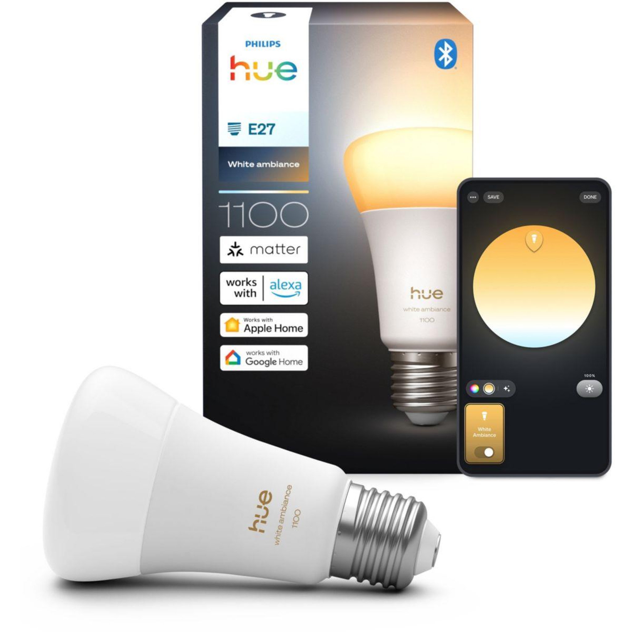 Voir la diapositive 4 : PHILIPS HUE Ampoule LED connectée E27 White Ambiance 75W