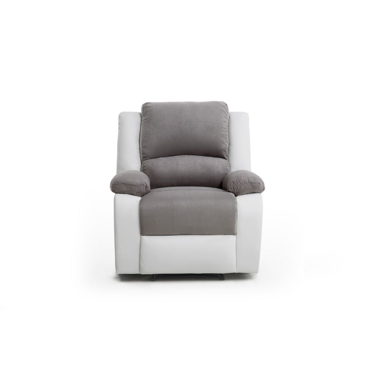 Fauteuil relax manuel HELENE tissu+ pu coloris gris et blanc 