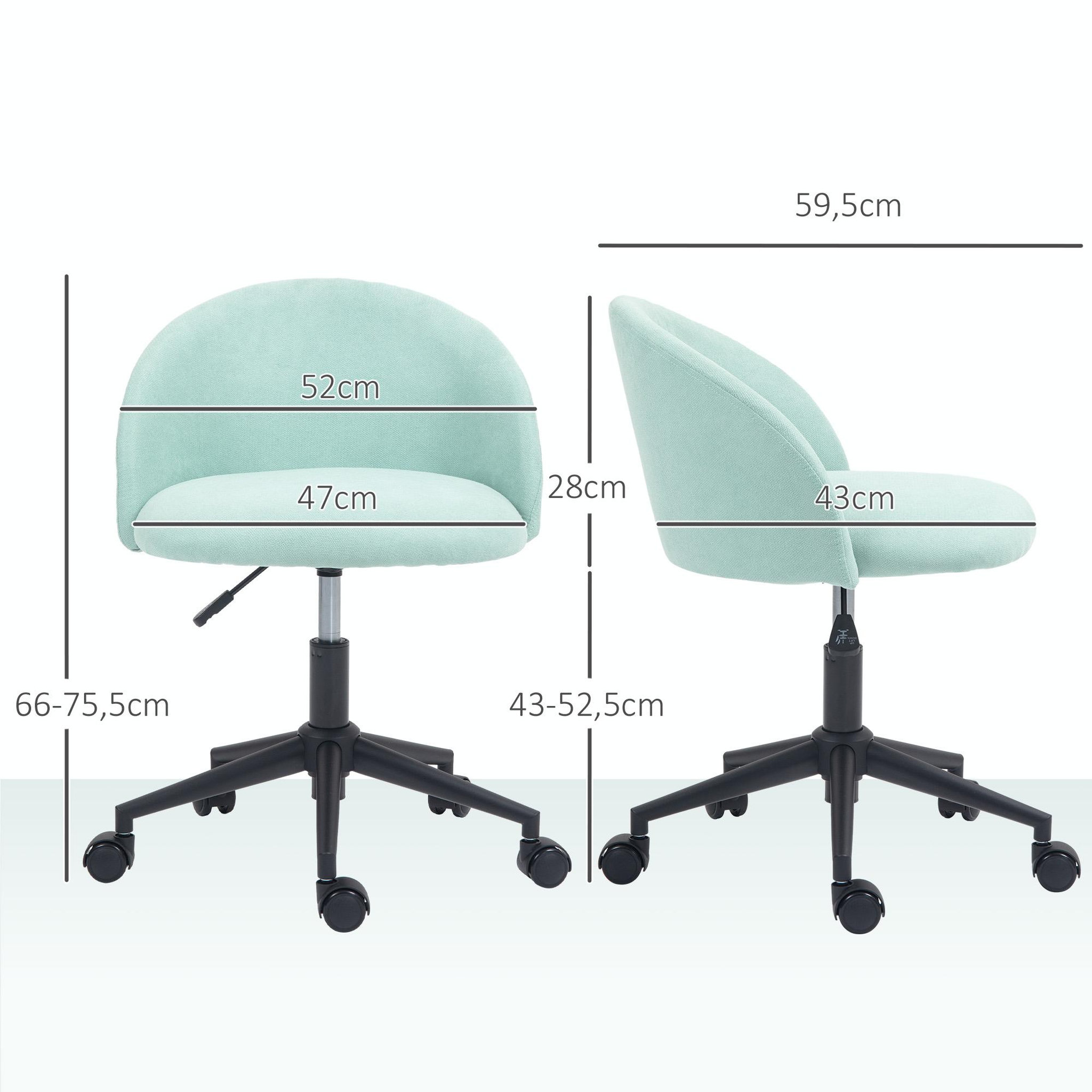 Voir la diapositive 3 : HOMCOM Chaise de bureau design enveloppant réglable piètement acier noir tissu bleu clair