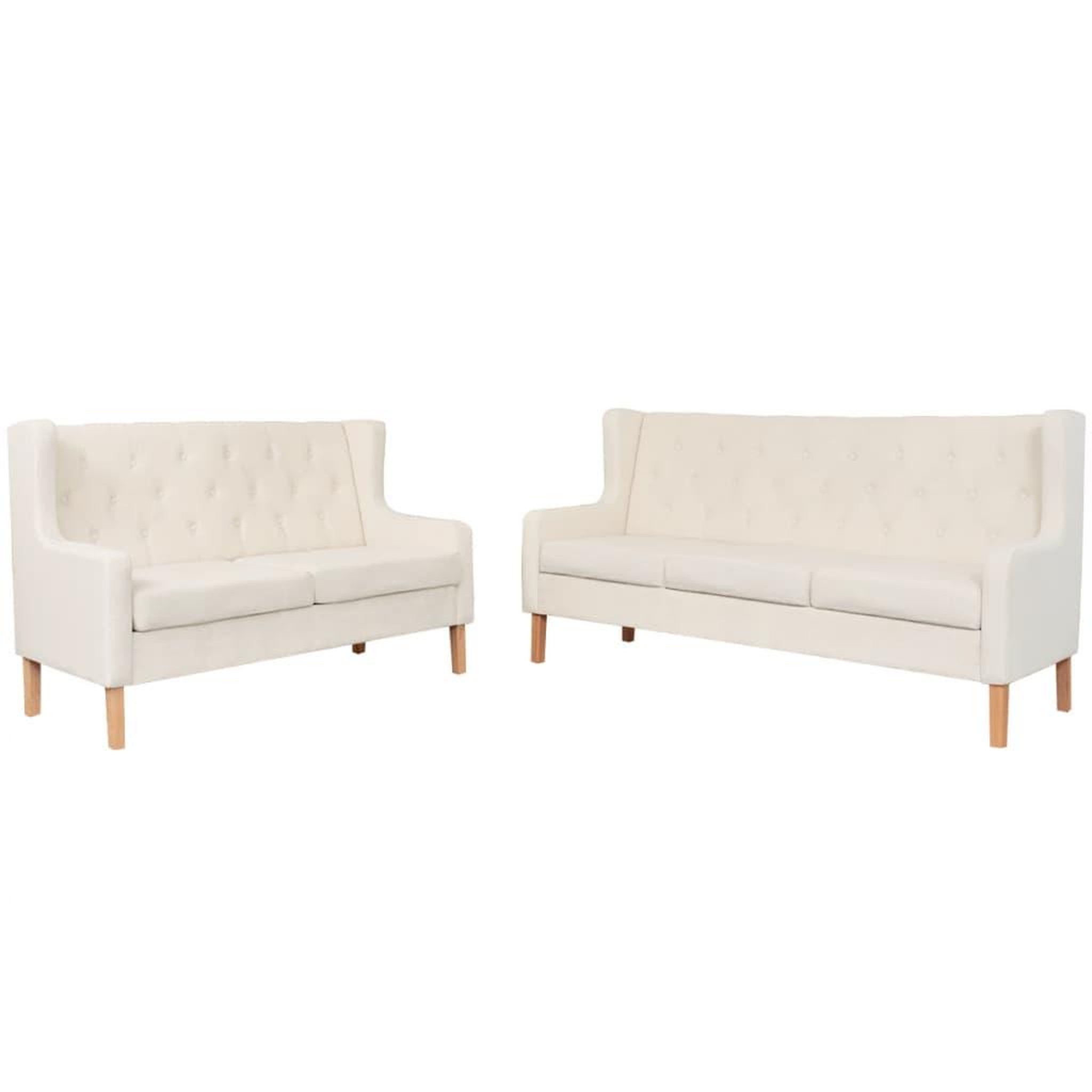 Voir la diapositive 1 : VIDAXL Ensemble de canapes 2 pcs tissu blanc creme