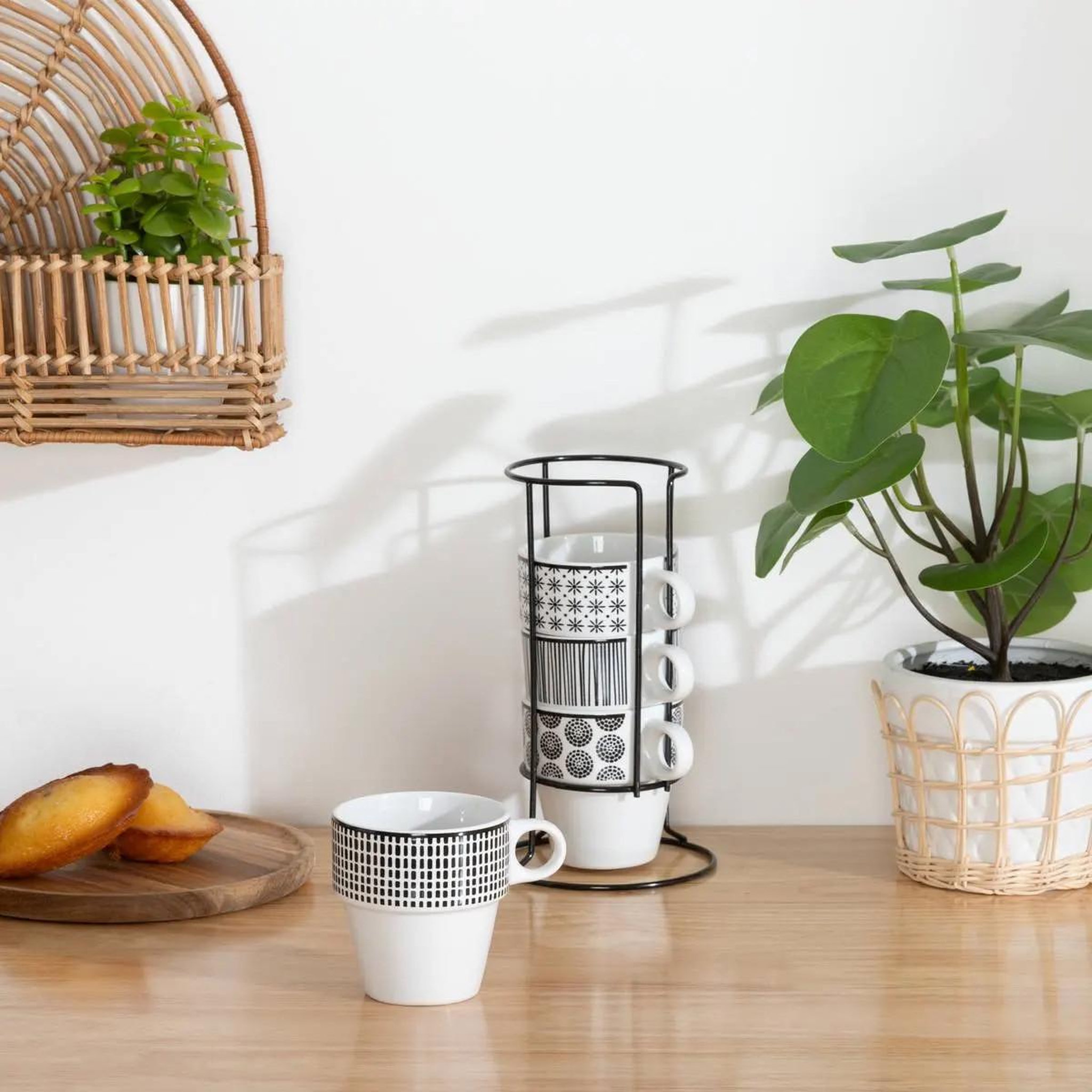 Voir la diapositive 6 : SECRET DE GOURMET Lot de 4 mugs sur rack  bohemia  26cl blanc