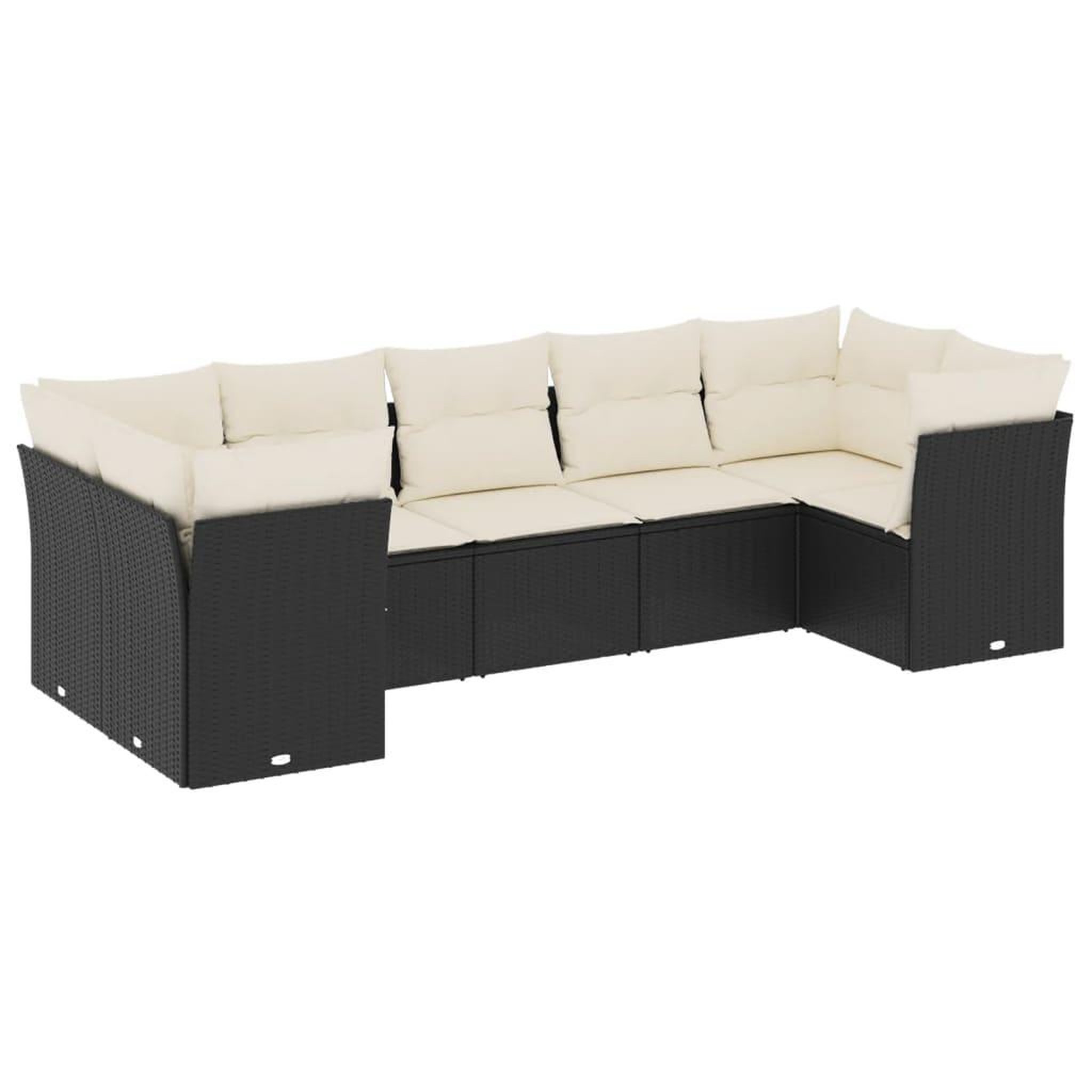 Voir la diapositive 2 : VIDAXL Salon de jardin 7 pcs avec coussins noir resine tressee