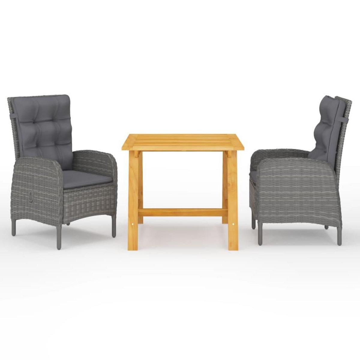 VIDAXL Ensemble a manger de jardin 3 pcs Gris