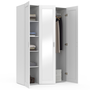 Voir la diapositive 4 : ID MARKET Armoire 3 portes VITO blanc penderie 120 cm avec miroir et étagères