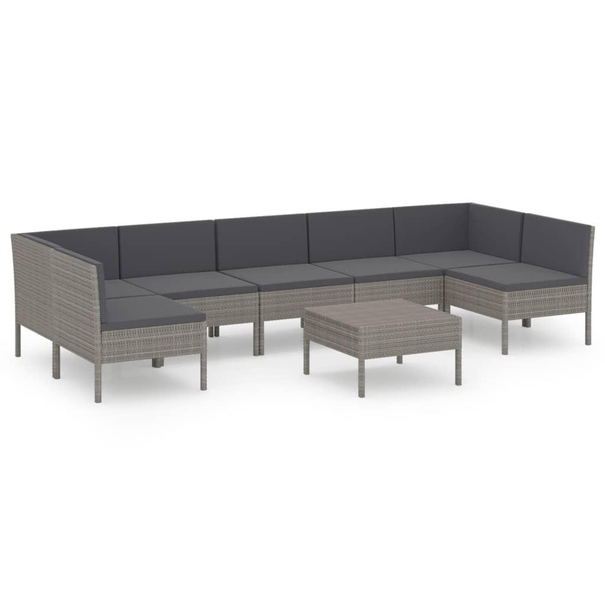 Voir la diapositive 2 : VIDAXL Salon de jardin 8 pcs avec coussins resine tressee gris