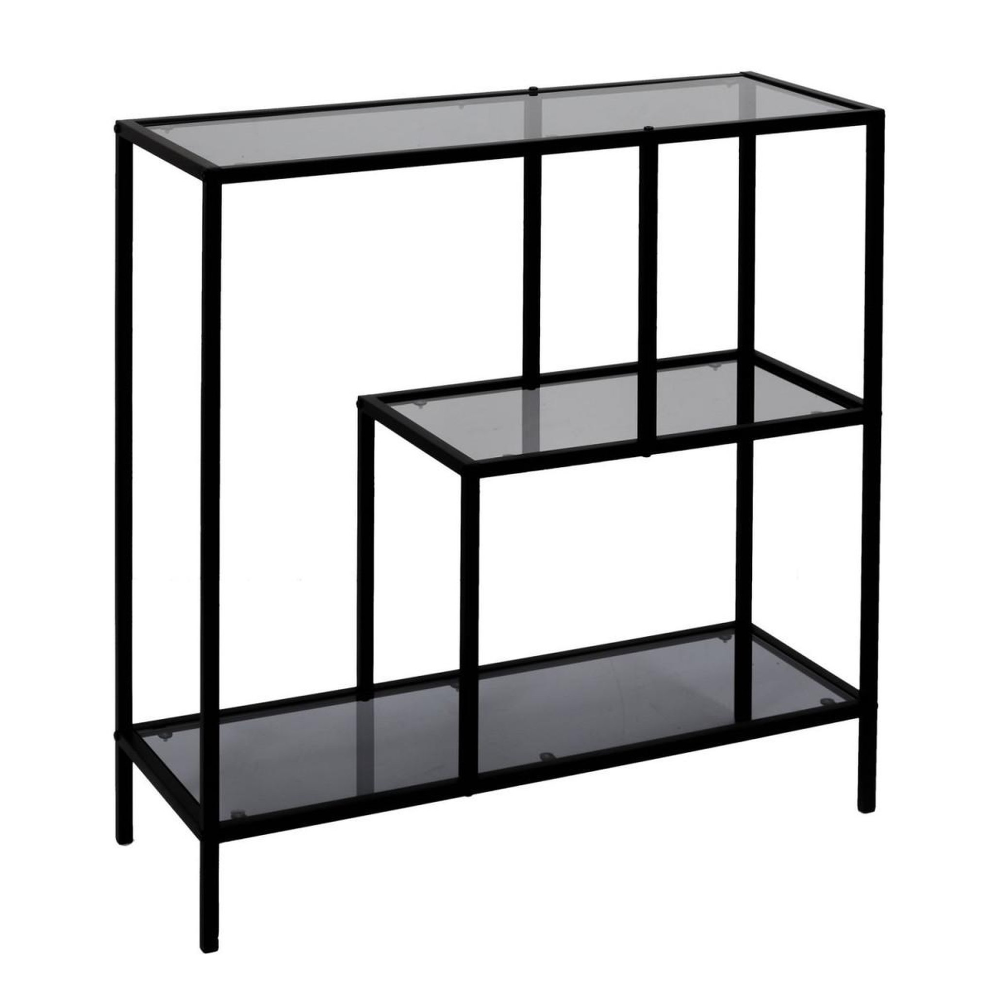 Voir la diapositive 3 : The Home Deco Factory Étagère en Verre Fumé  Edison  80cm Noir