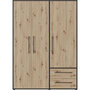 Voir la diapositive 6 : MARKET24 Armoire de chambre - MOKKARIS - Chene Artisan / Noir - 3 portes - 144,4 x 58,8 x 200,1 cm