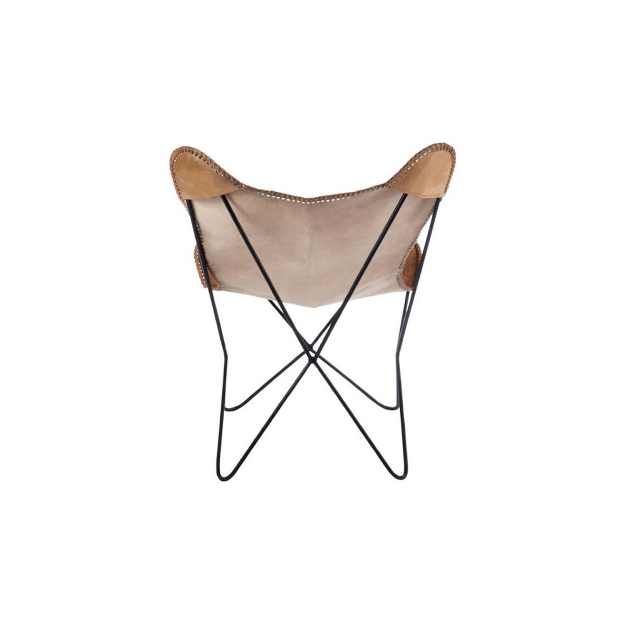 Voir la diapositive 4 : J-LINE Fauteuil design en cuir  papillon  73cm marron