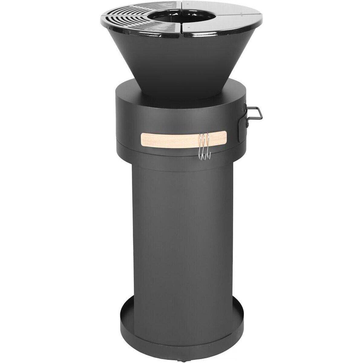 Habitat et Jardin Barbecue plancha brasero a charbon et bois  Cesar  - 49 x 49 x 92 cm - Noir