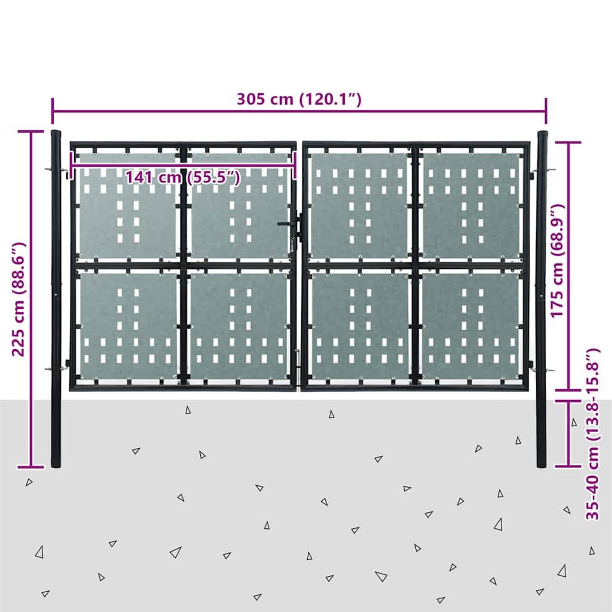 Voir la diapositive 6 : VIDAXL Portail de cloture noir a une porte 300x175 cm
