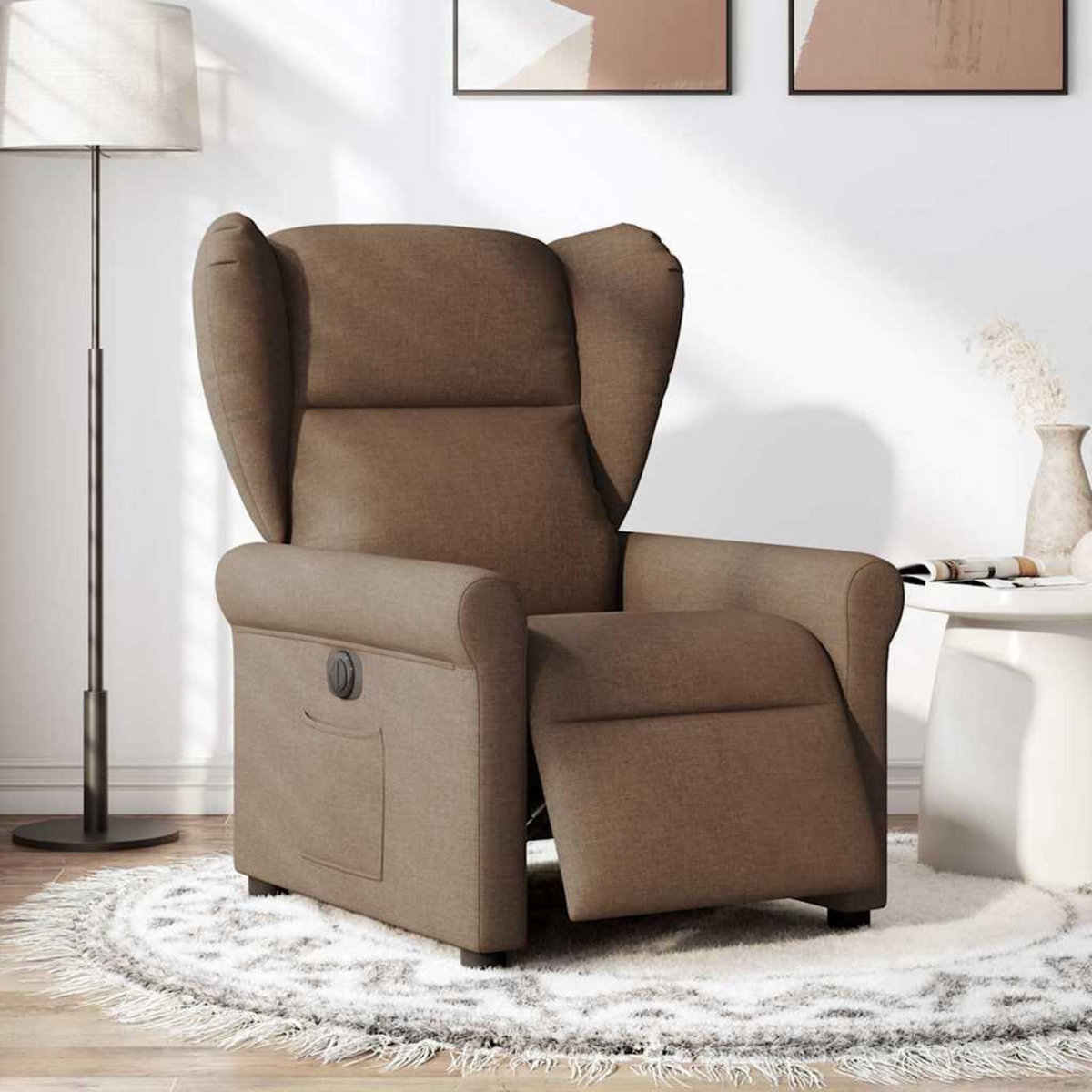 VIDAXL Fauteuil inclinable electrique Marron Tissu