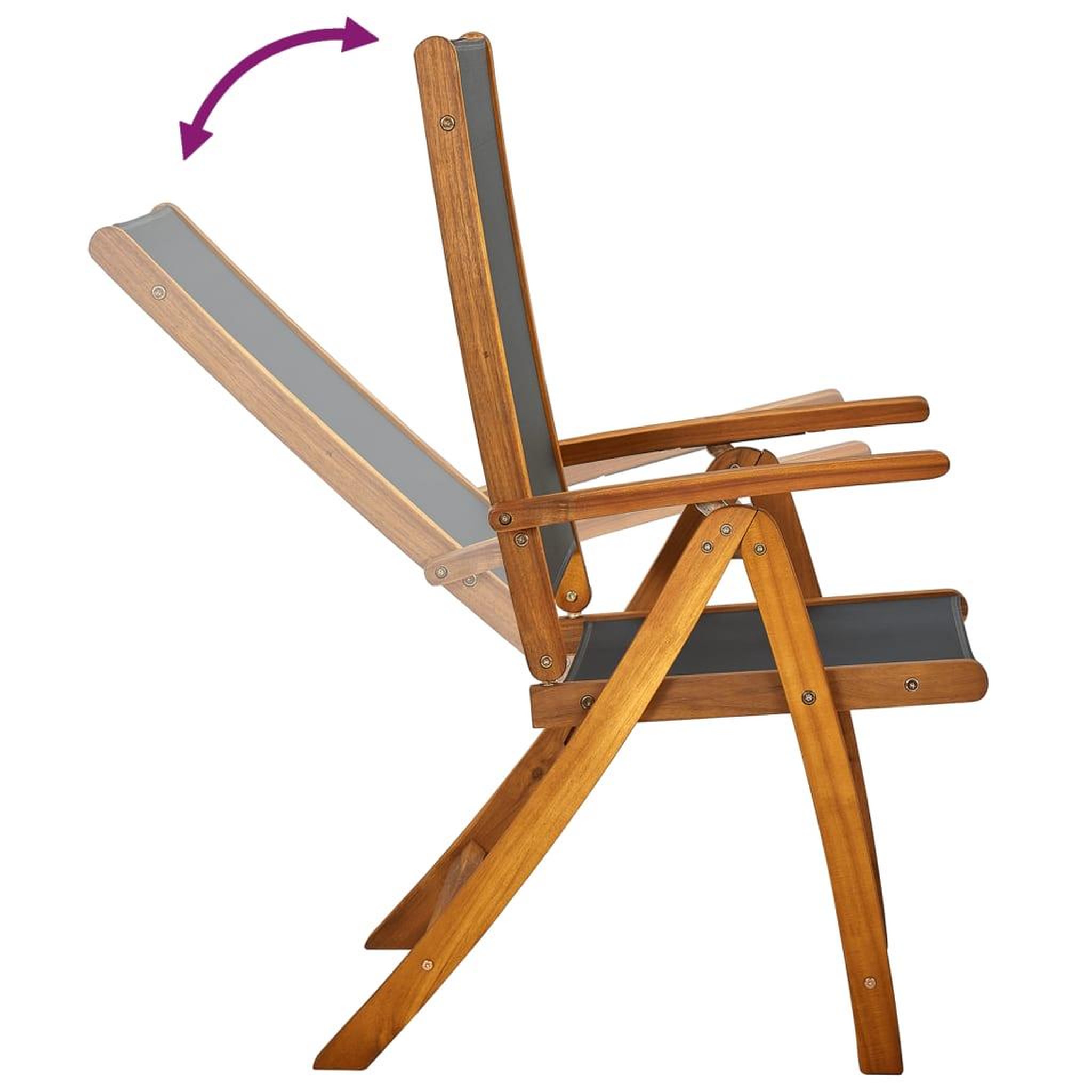 Voir la diapositive 5 : VIDAXL Chaises de jardin pliantes lot de 8 acacia massif et textilene